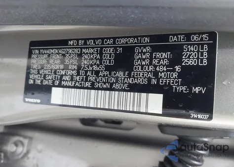 2016 Volvo Xc60 T5 Drive-E Premier z USA, uszkodzony, nr VIN YV440MDK4G2796283